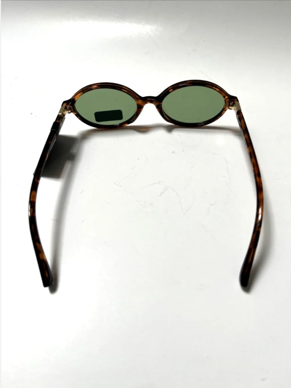 House of Harlow 1960 Slim Oval Sunglasses Acetate Tortoise Shell Green Lens NWT